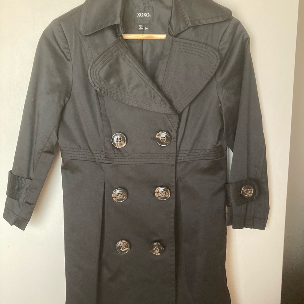 XOXO Elegant Black Trench Coat